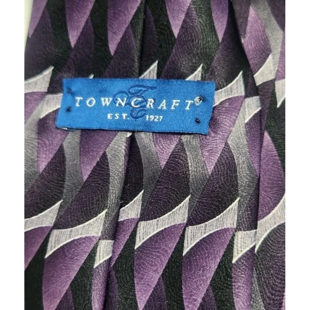 Towncraft Purple & Black Geometric Tie,‎ 4